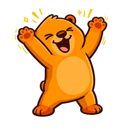 Dozer the bear, happy and recharged